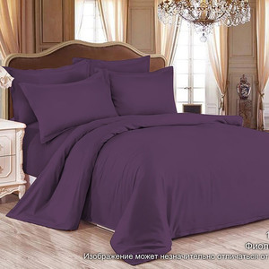 Комплект постельного белья однотонный из сатина фиолетовый СонМаркет полутораспальный
