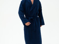 Мужской махровый халат с шалькой 58х60 темно-синий М3-03-88 / 