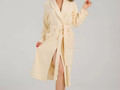 Женский махровый халат с капюшоном 50-52 кремовый М3-02-131 / 